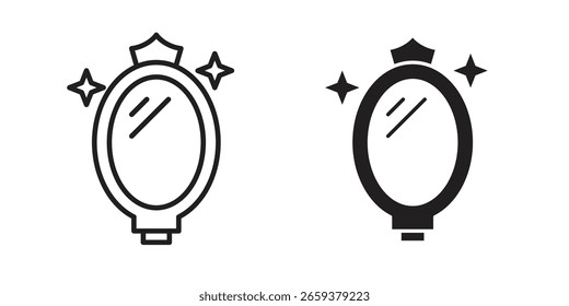 Conjunto de iconos de espejo mágico, línea y estilo de glifo negro para Sitio web de App de alimentos.