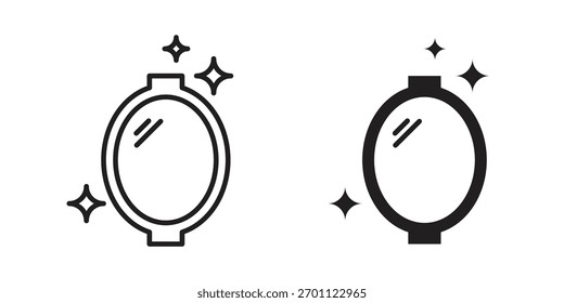 Icono de espejo mágico glifo de Vector plano y línea de trazo de moda