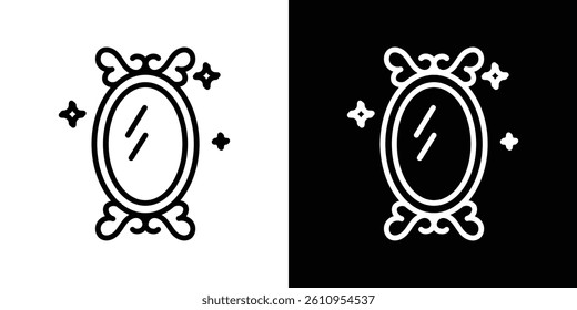 Magic mirror icon Vector isolated outline drawing.