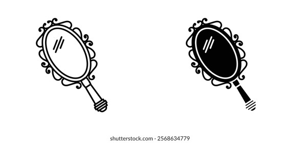 Magic mirror icons in outline and fill. vector illustration for ui.
