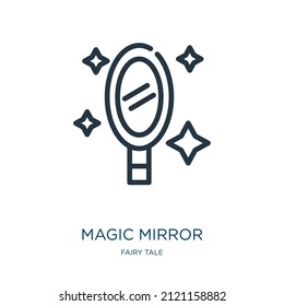 Magic Mirror Thin Line Icon. Magic, Beauty Linear Icons From Fairy Tale Concept Isolated Outline Sign. Vector Illustration Symbol Element For Web Design And Apps.