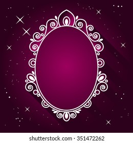 Magic Mirror Vector Illustration. Vintage Royal Oval Frame. Fashion Background.