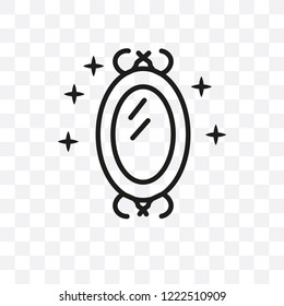 Magic mirror vector linear icon isolated on transparent background, Magic mirror transparency concept can be used for web and mobile