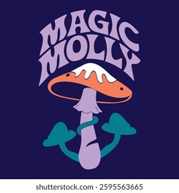 Magic Molly Psychedelic Mushroom T-Shirt Design Trippy Aesthetic Art