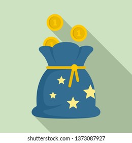 Magic money bag icon. Flat illustration of magic money bag vector icon for web design