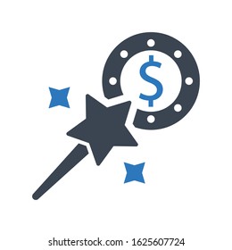 Magic money icon. vector graphics