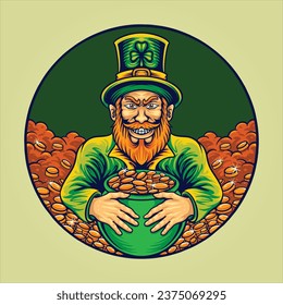 Magic money leprechaun St. patricks day vector illustrations for your work logo, merchandise t-shirt, stickers and label designs, poster, greeting cards advertising business company or brands