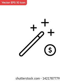 Magic money, spell symbol vector icon