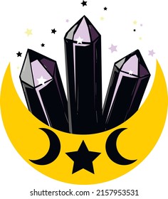 Magic moon crystals. Witch symbol. Icon for halloween.