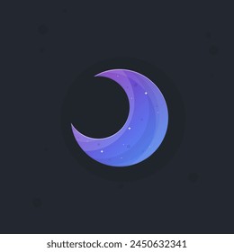 Magic Moon Glossy Blue Purple Game Icon Badge Isolated Vector Design