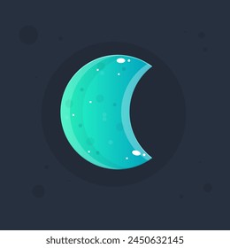 Magic Moon Glossy  Turquoise Game Icon Badge Isolated Vector Design