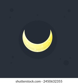 Magic Moon Glossy Yellow Game Icon Badge Isolated Vector Design