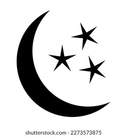 Magic moon and stars icon. Graphic elements for astrology. Boho witch and magic symbol. Black moon illustration isolated on white background. Vector EPS 10