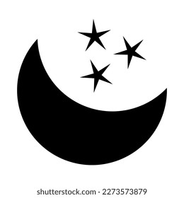 Magic moon and stars icon. Graphic elements for astrology. Boho witch and magic symbol. Black moon illustration isolated on white background. Vector EPS 10
