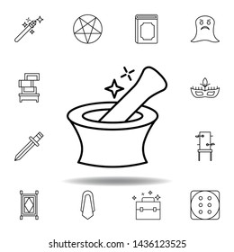magic mortar outline icon. elements of magic illustration line icon. signs, symbols can be used for web, logo, mobile app, UI, UX