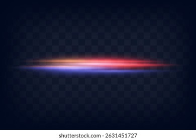 Rayos láser rápidos en movimiento mágico, rayos de luz Horizontales. Fondo de líneas brillantes de color neón Abstractas.