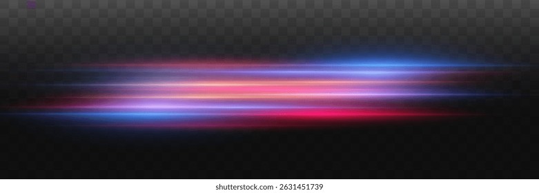 Magic moving fast laser beams, horizontal light beams. Abstract neon color glowing lines background.