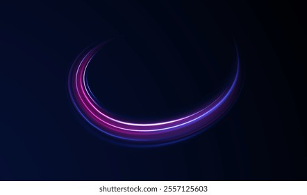 Magic moving fast speed lines. Blurred car light motion effect, city road background with long exposure night lights. Png,  ray, abstract, energy, pack, effect. Acceleration speed motion on night road