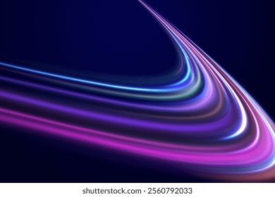 Magic moving fast speed lines. Blurred car light motion effect, city road background with long exposure night lights. Png,  ray, abstract, energy, pack, effect. Acceleration speed motion on night road