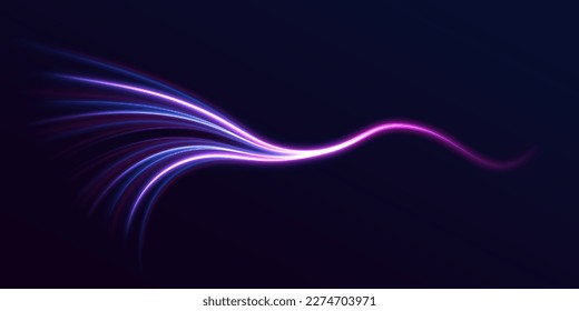 Magic moving fast speed police lines. Laser beams luminous abstract sparkling isolated on a transparent background. Abstract neon color glowing lines background.	