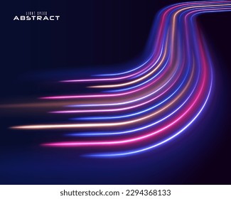 Magic of moving fast speed police lines. Red and blue glowing neon lights line. Particle motion effect. Abstract fire flare trace lens flares. Luminous stripes on a transparent background. Vector