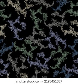  Magic multicolor seamless pattern in cosmic style.  Vector illustration