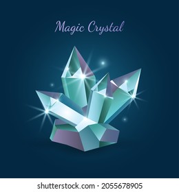 Magic multicolored energy crystals, wizard attribute for halloween. Vector illustration