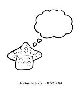 magic mushroom character with thought bubble cartoon