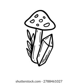 Magic mushroom and crystal