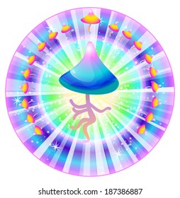 Magic mushroom in dancing Shiva pose vector illustration 