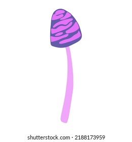 Magic mushroom decorative in cold violet and blue colors. Hand  drawn vector illustration