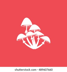 Magic Mushroom Flat Icon On Red Background