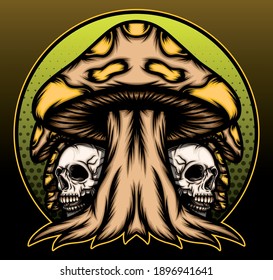 Magic mushroom garden. Premium vector