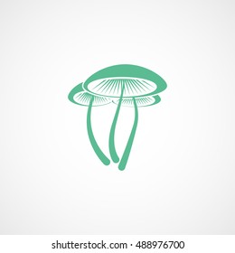 Magic Mushroom Green Flat Icon On White Background