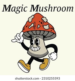 Magic Mushroom With Mushroom Groovy Character design