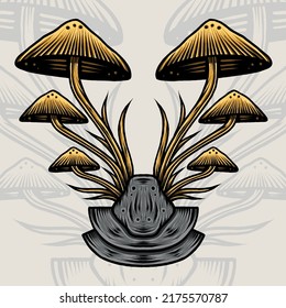 Magic Mushroom Illustration. Premium vector