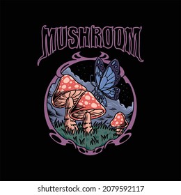 magic mushroom illustration vector