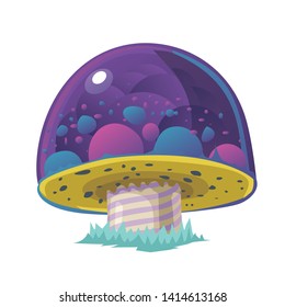 Magic mushroom on isolated white background. Cartoon fantasy vector concept. Single object.
