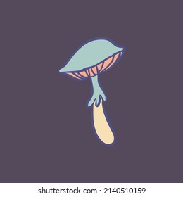 Escoba mágica.  Alucinación psicodélica. Ilustración vectorial aislada en colores pastel. Arte hippie trippy de los años 60 para el diseño de pegatinas, parches o afiches.