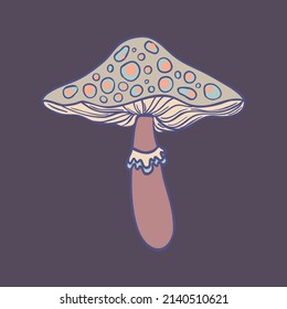 Escoba mágica.  Alucinación psicodélica. Ilustración vectorial aislada en colores pastel. Arte hippie trippy de los años 60 para el diseño de pegatinas, parches o afiches.