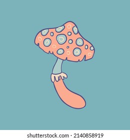 Escoba mágica.  Alucinación psicodélica. Ilustración vectorial aislada en colores pastel. Arte hippie trippy de los años 60 para el diseño de pegatinas, parches o afiches.
