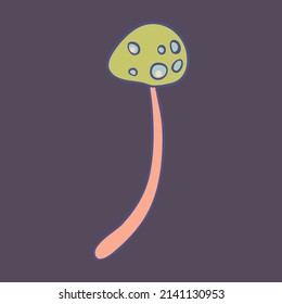 Escoba mágica.  Alucinación psicodélica. Ilustración vectorial aislada en colores pastel. Arte hippie trippy de los años 60 para el diseño de pegatinas, parches o afiches.