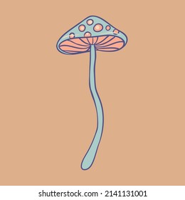 Escoba mágica.  Alucinación psicodélica. Ilustración vectorial aislada en colores pastel. Arte hippie trippy de los años 60 para el diseño de pegatinas, parches o afiches.