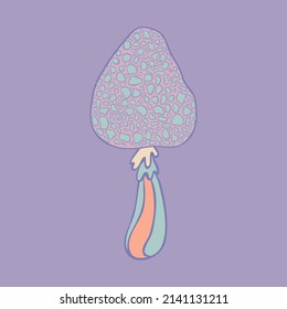 Escoba mágica.  Alucinación psicodélica. Ilustración vectorial aislada en colores pastel. Arte hippie trippy de los años 60 para el diseño de pegatinas, parches o afiches.