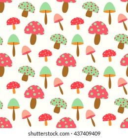 Magic mushroom seamless pattern background