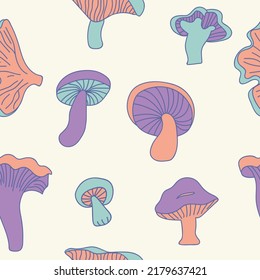 Magic mushroom seamless pattern. Print for textile, covers, surface. For fashion fabric. 