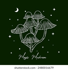 Magic Mushroom  slogan illustration on vector. 