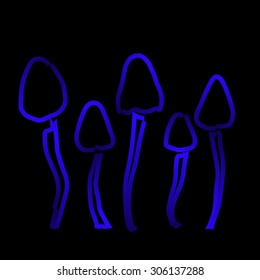 Magic mushrooms in abstract style