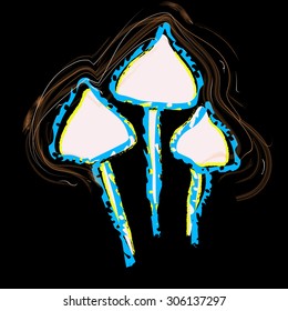 Magic mushrooms in abstract style
