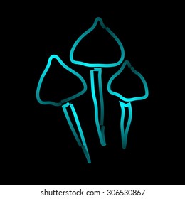 Magic mushrooms in abstract style